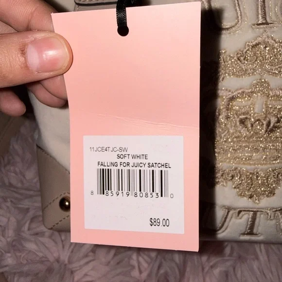 Juicy Couture Falling for Juicy Cream Embroidered Logo Satchel - Picture 6 of 6